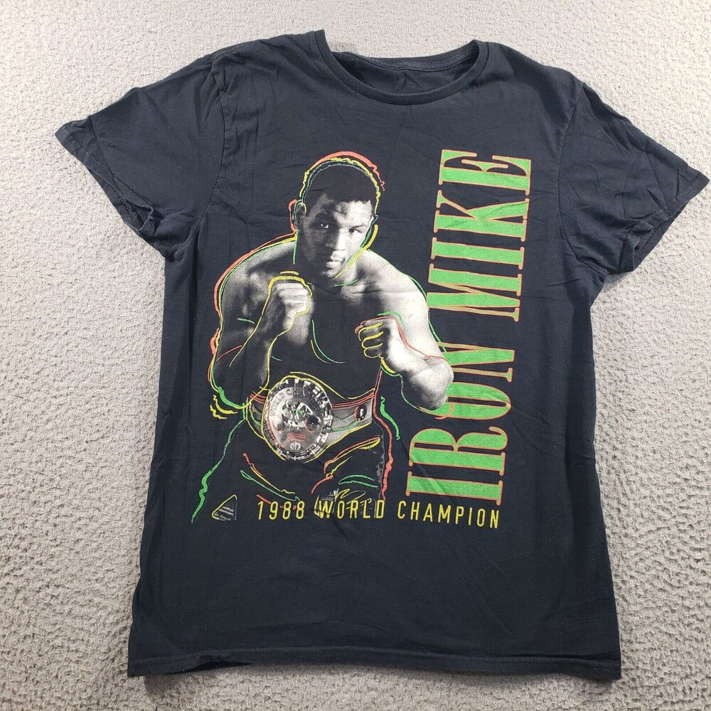 Boxing Iron Mike Tyson Shirt Men's Medium *Small" Black 1988 World Champion